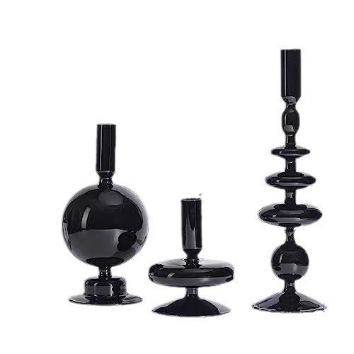 Black Glass Candle Holder, Modern Nordic Home Decoration