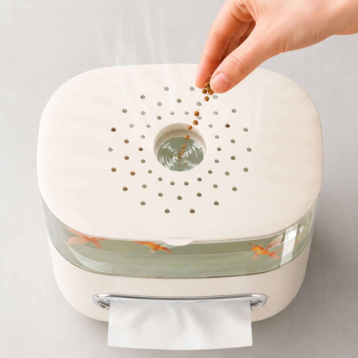 Caja tipo pecera transparente para pañuelos