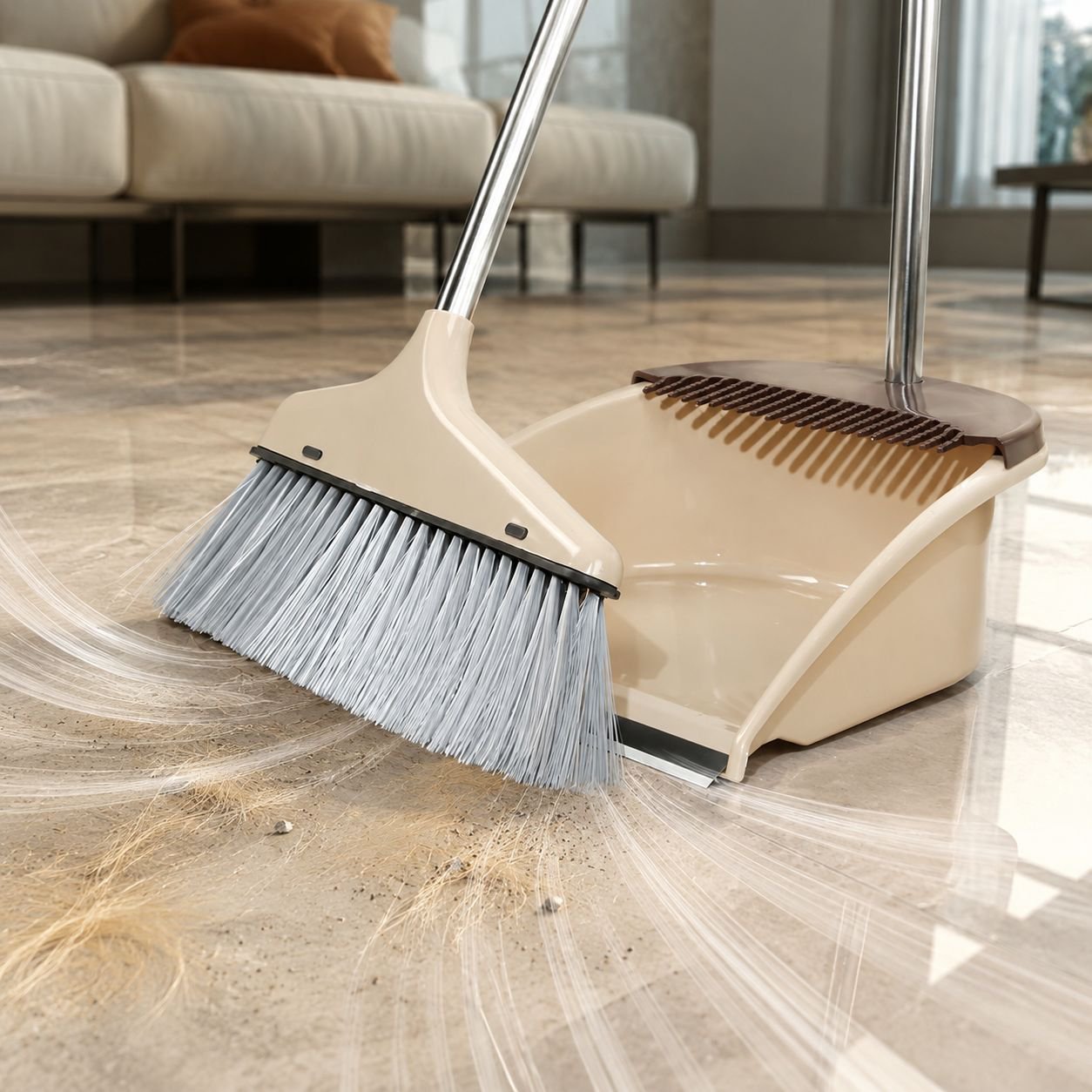 Anti-hair-stick broom picking up pet hair