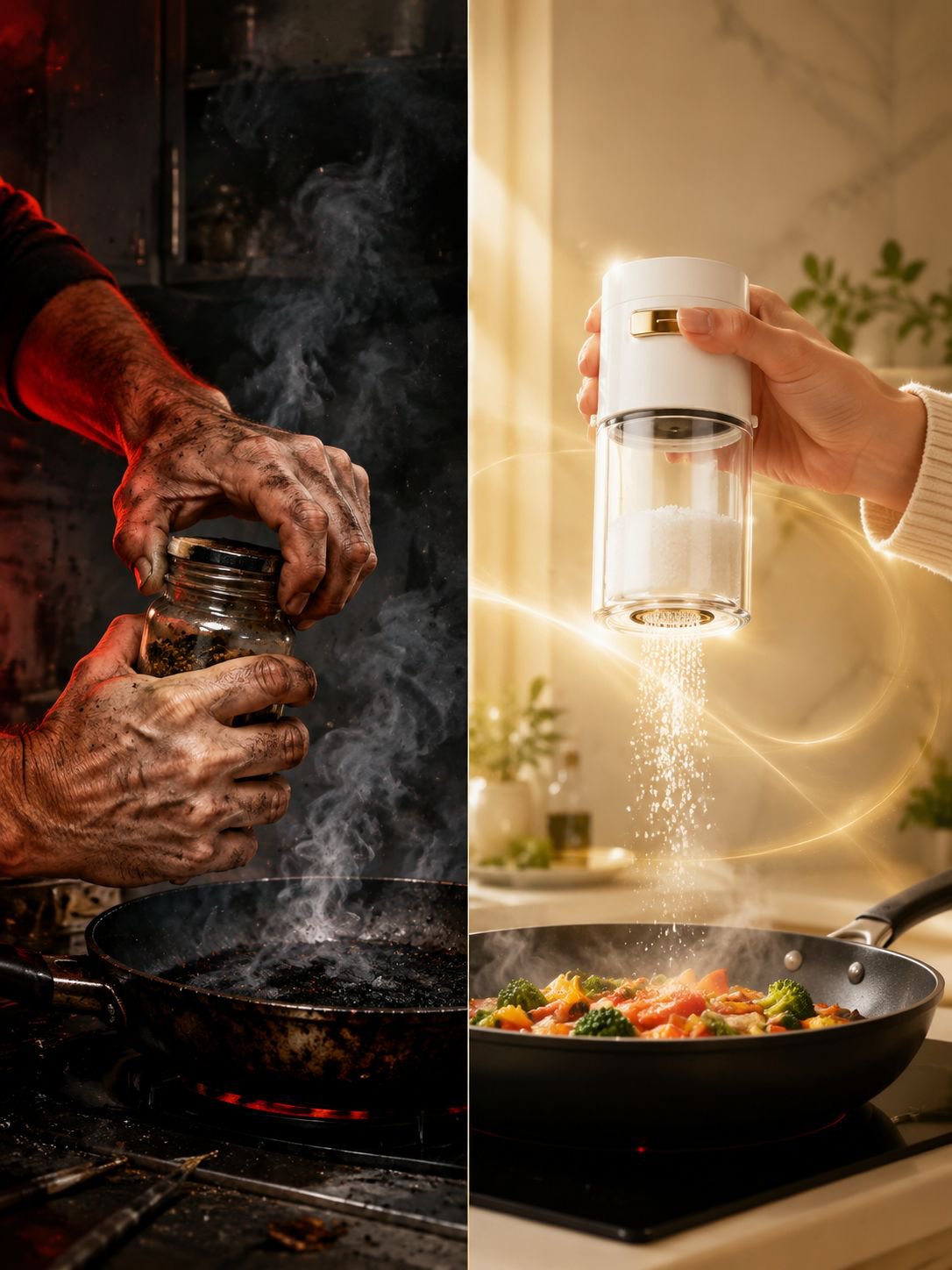 Airtight spice jar with easy press lid design