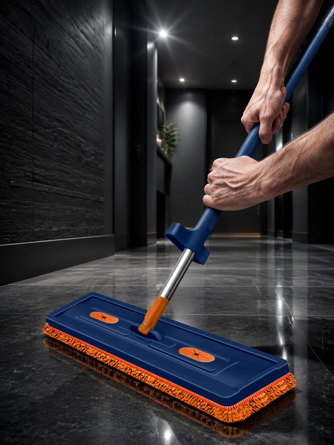 Hands-free mop for hardwood and tile floors