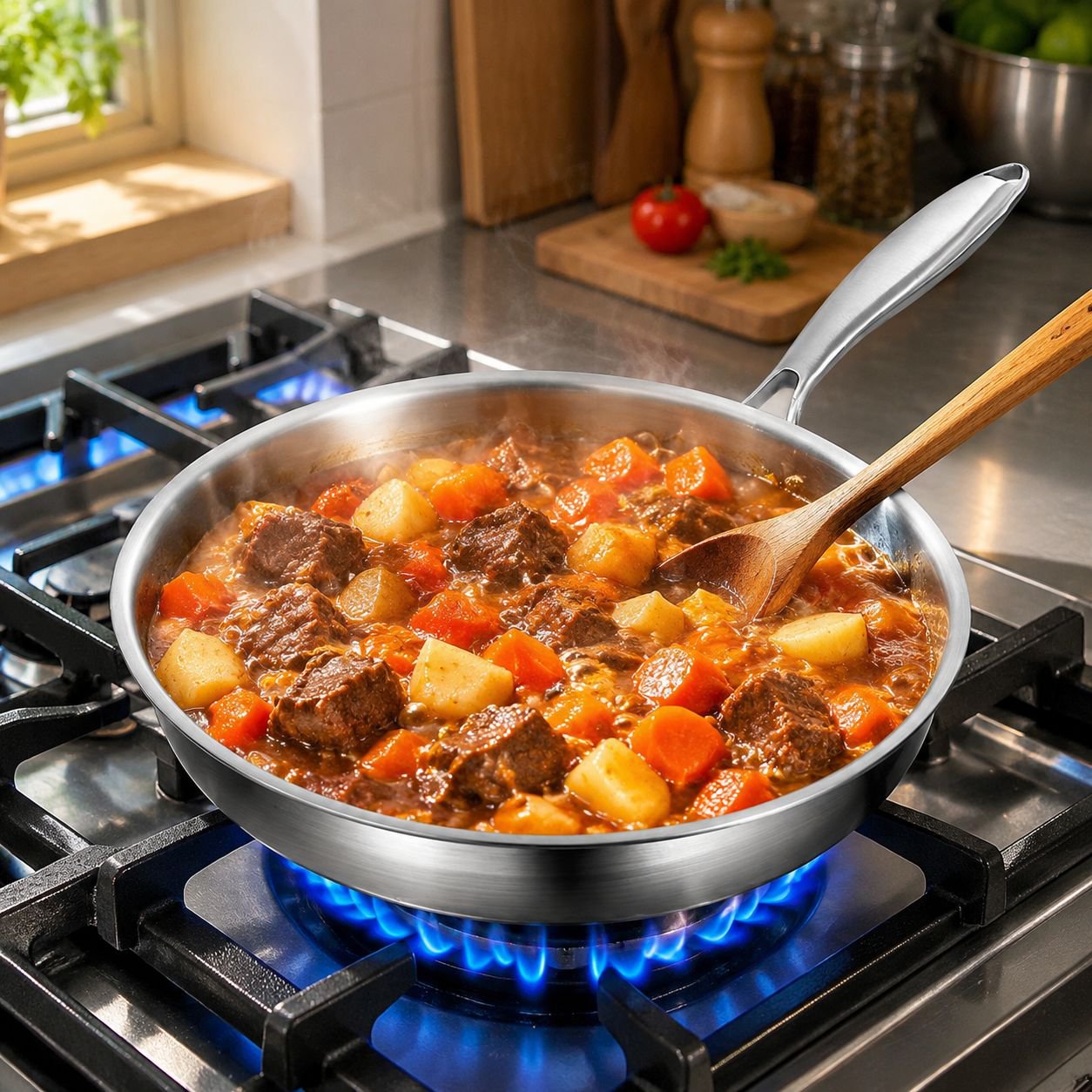Uncoated Non-stick Frying Pan