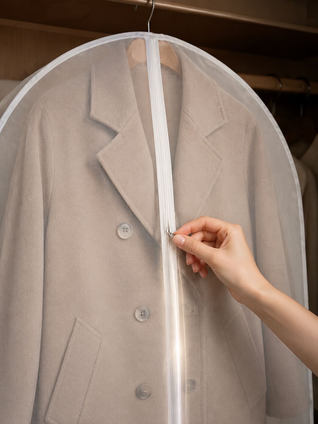 Dustproof insect-proof moisture-proof clothing storage bag front view