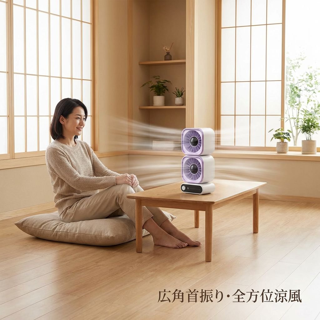 強力風量ダブル吹出口首振りターボファン