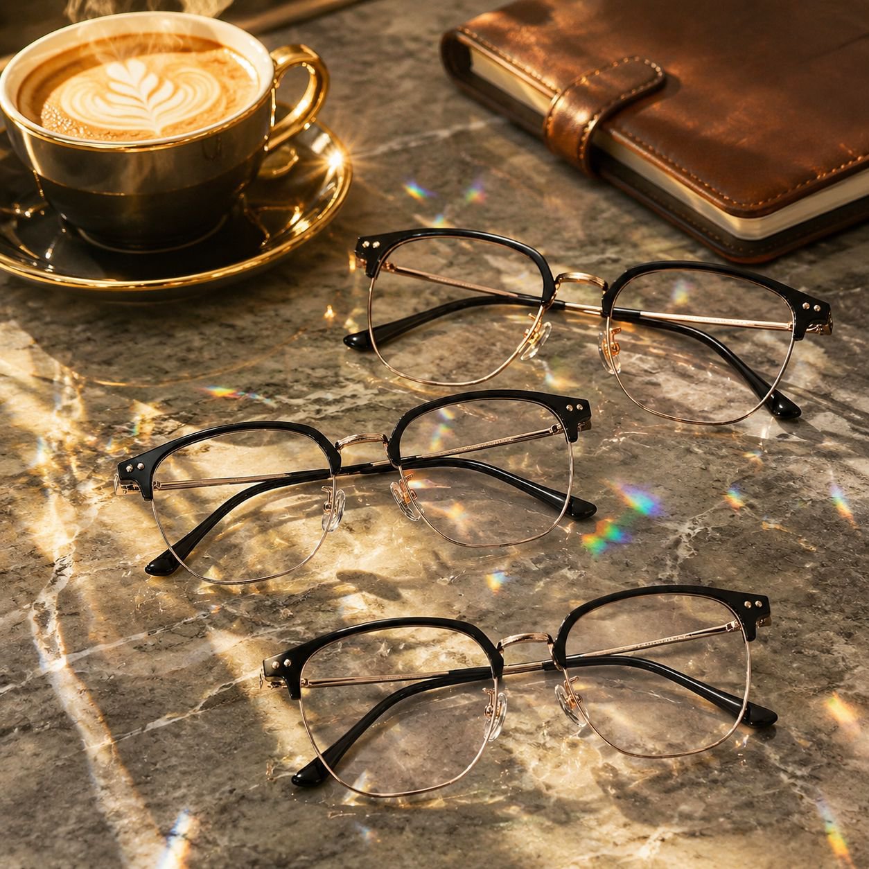 Damenbrille aus reinem Titan mit Anti-Blaulicht und einfarbigem Halbrahmen