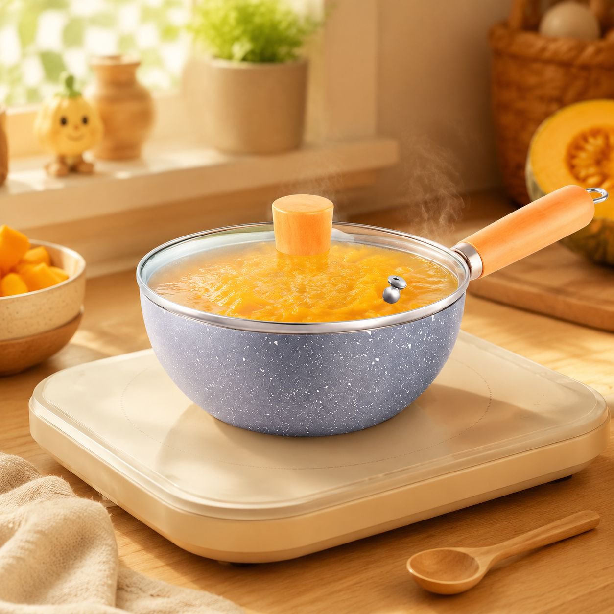 Non-stick mini frying pan with marble pattern, a stylish and affordable household mini frying pan.