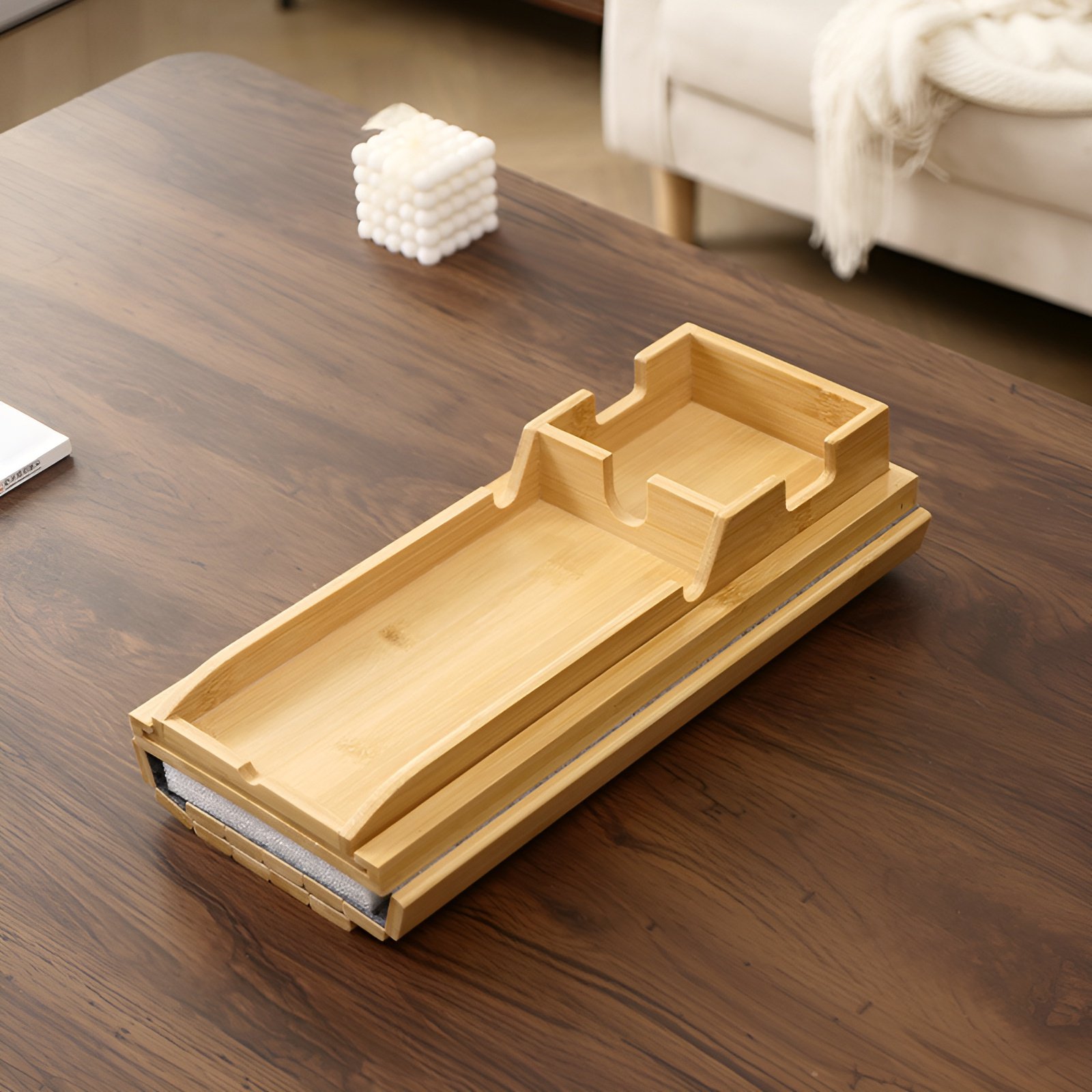 Bandeja magnética desmontable para sofás de madera, reposabrazos laterales de sofá de sala de estar,