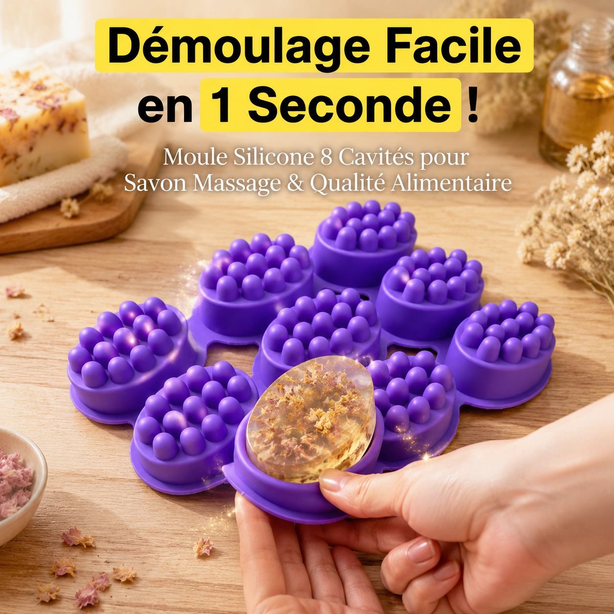 Moules en silicone alimentaire multifonctions pour savon, moules à gâteaux faciles à démouler