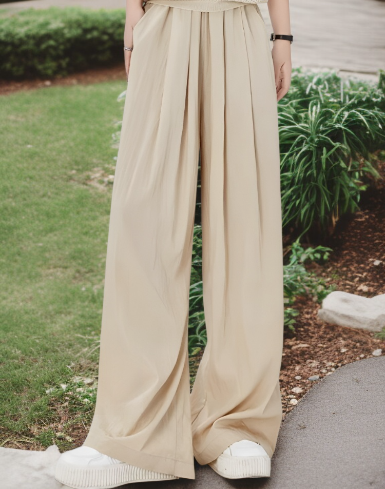 山本パンツ2025年夏新作ハイウエストワイドレッグパンツ