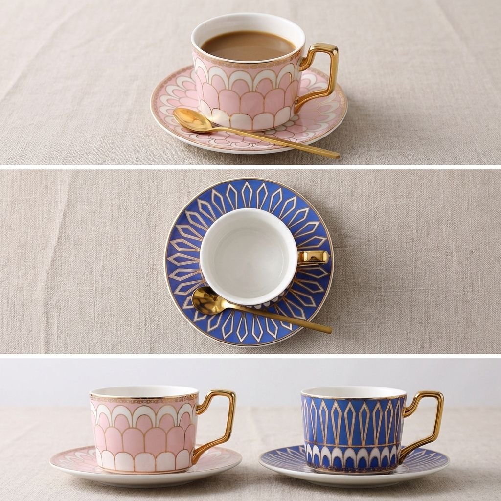 高級セラミック製コーヒーカップ＆ソーサーセット