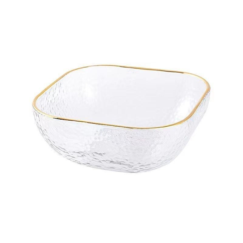 Hammered Glass Bowl with Gold Rim