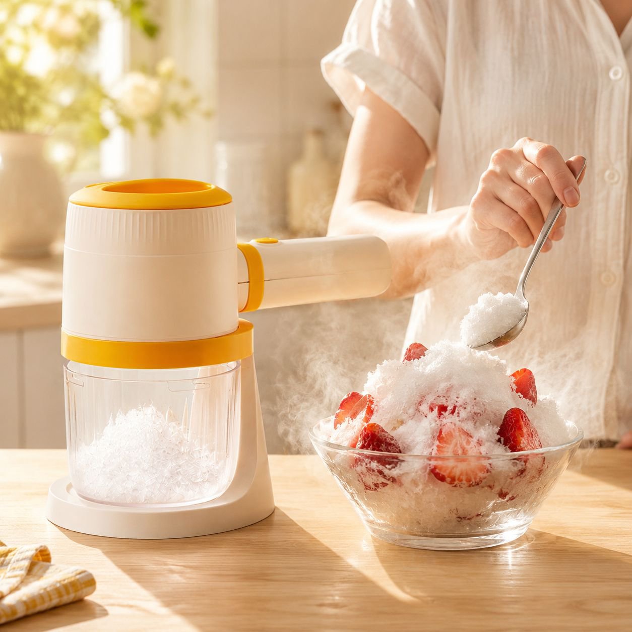 Electric ice shaver, smoothie maker for home use [1-second ice dispensing], suitable for all ice typ