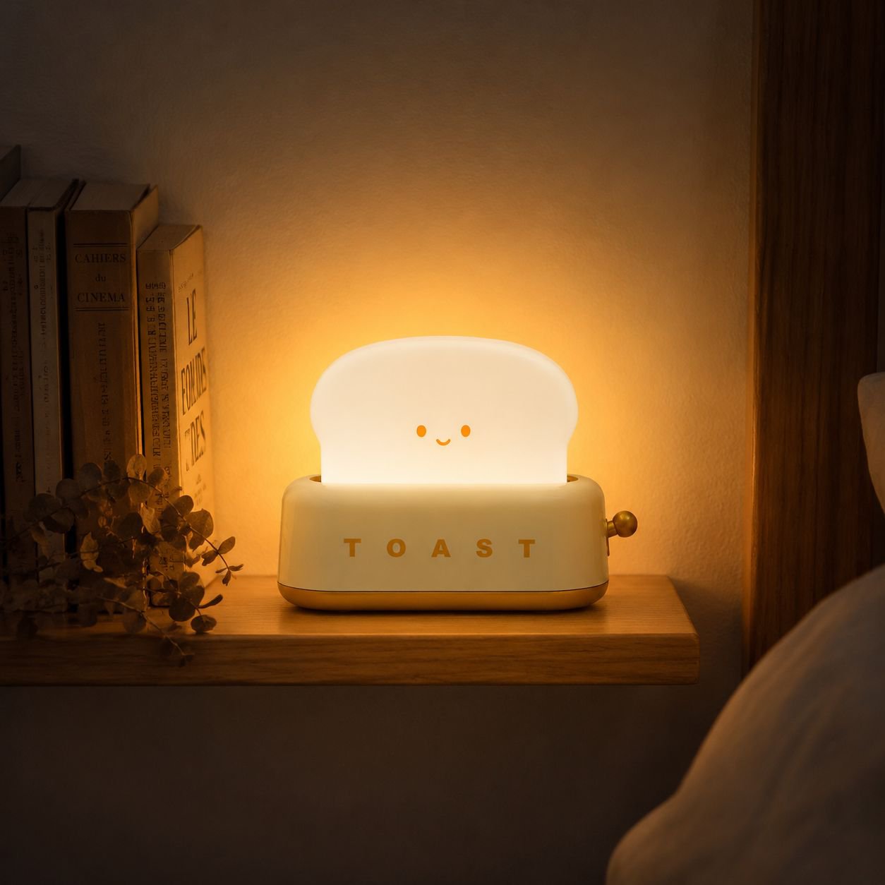 Cute toast night light with soft warm glow