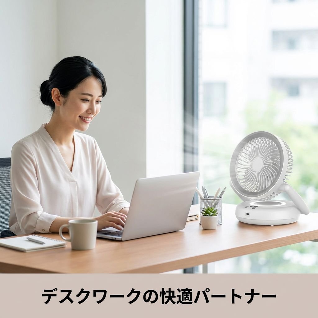 充電式浮遊ファン 大風量デスクファン