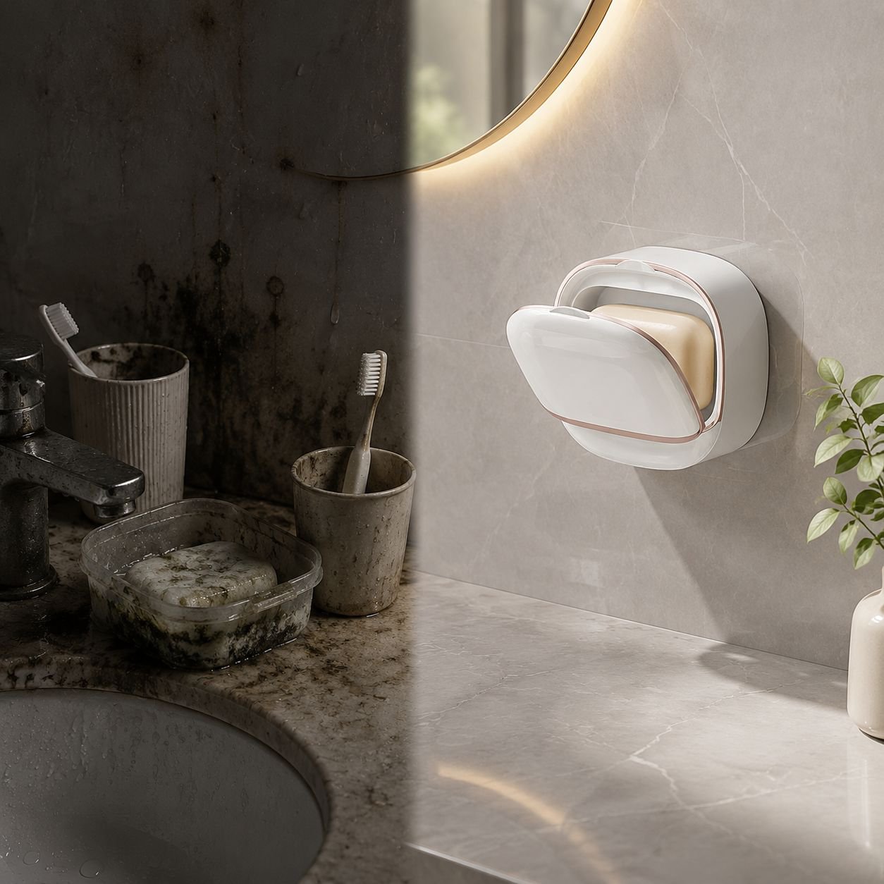 Support porte-savon mural sans perçage avec égouttoir design moderne