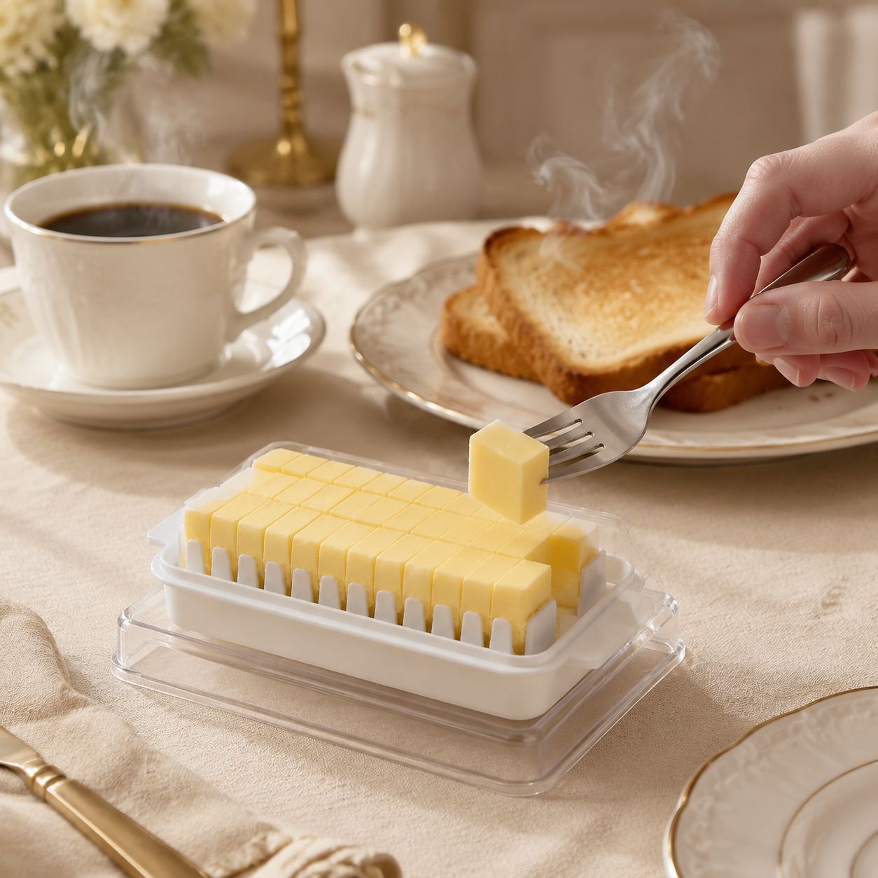 Caja japonesa para almacenar y cortar queso y mantequilla con tapa