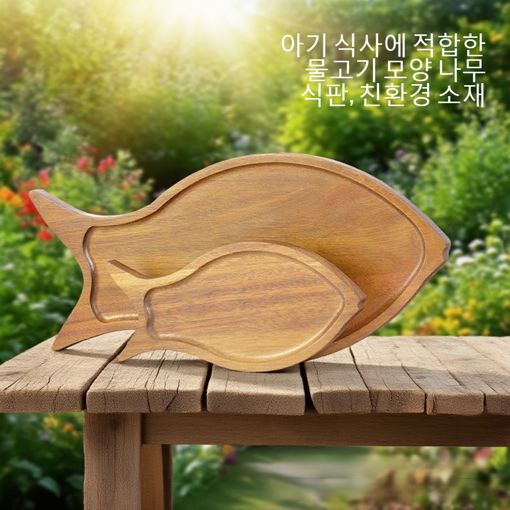 용모가 높은 작은 물고기 모양 나무 식판
