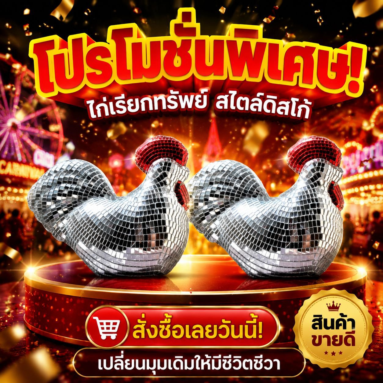 ไก่ประดับตกแต่งกระจกดิสโก้
