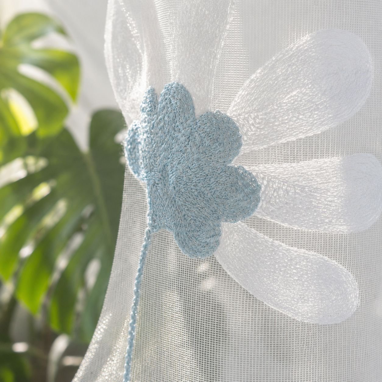 Contemporary home décor with chrysanthemum curtain
