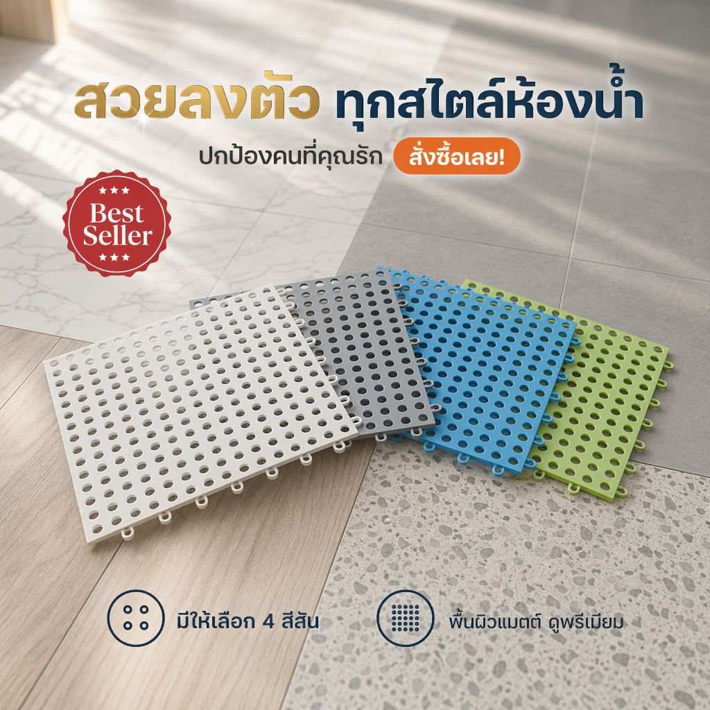 แผ่นรองกันลื่นสำหรับห้องน้ำ แบบประกอบติดตั้งง่าย ใช้ในบ้าน