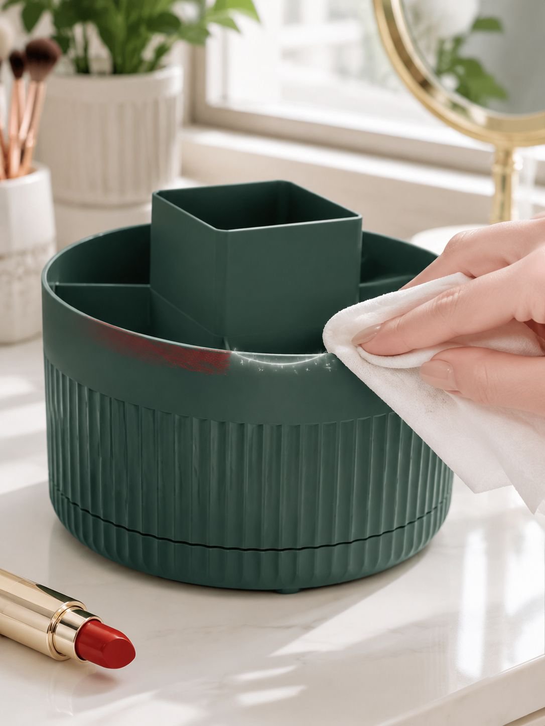 Easy-access rotating box for beauty accessories