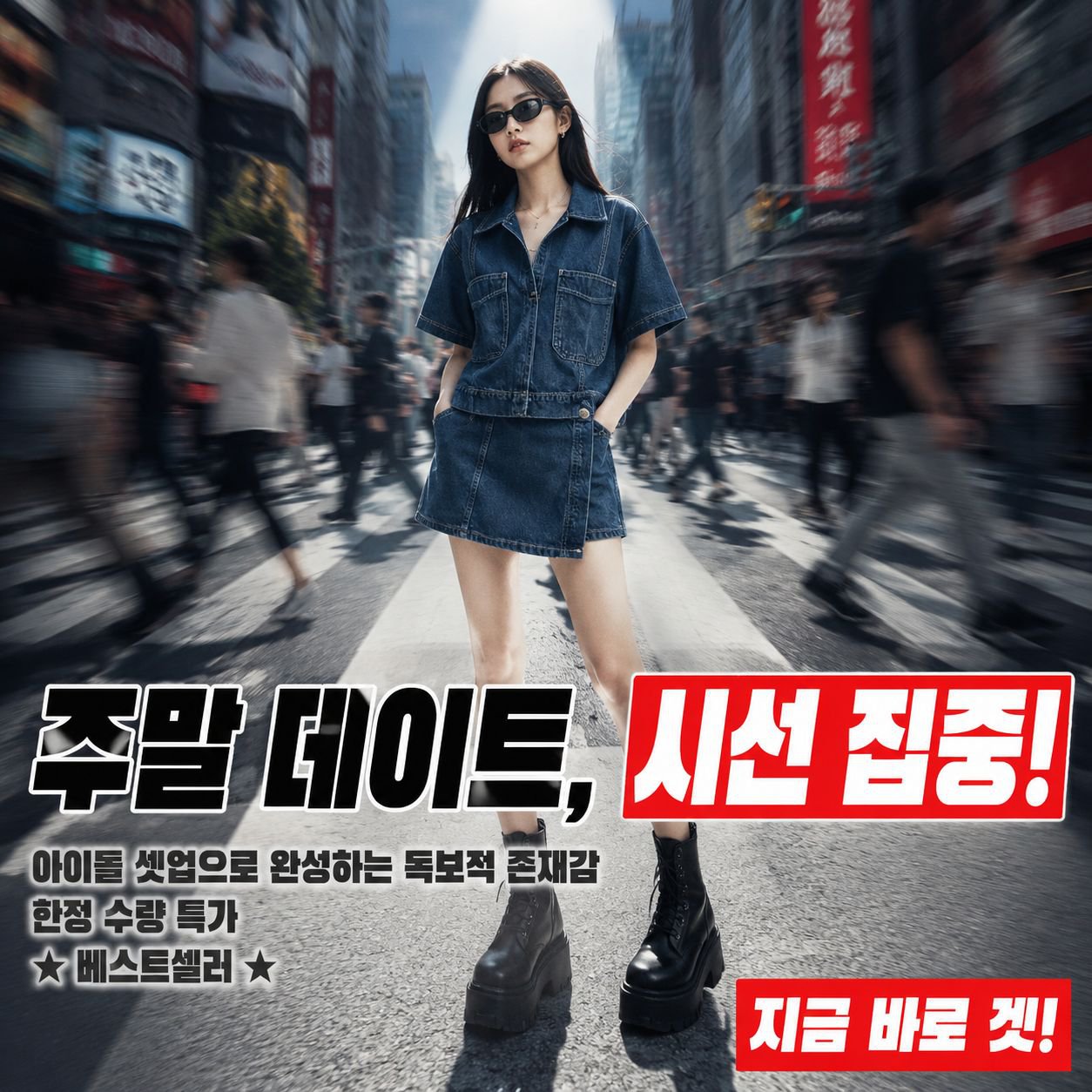 데님 세트 스커트 팬츠 투피스