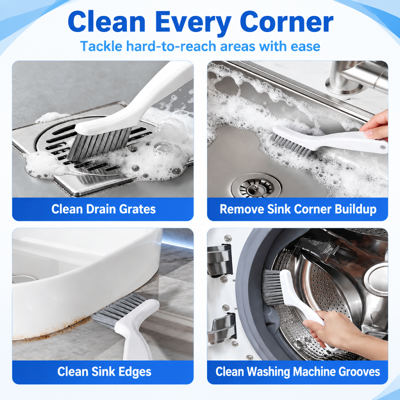 2-in-1 V-shaped brush head for cleaning narrow gaps