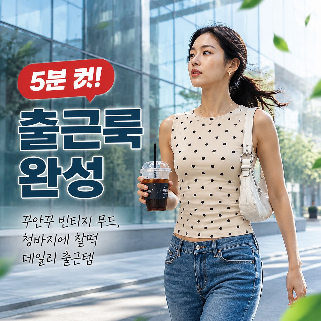 여름 신상 도트 프린트 민소매 탑 여성