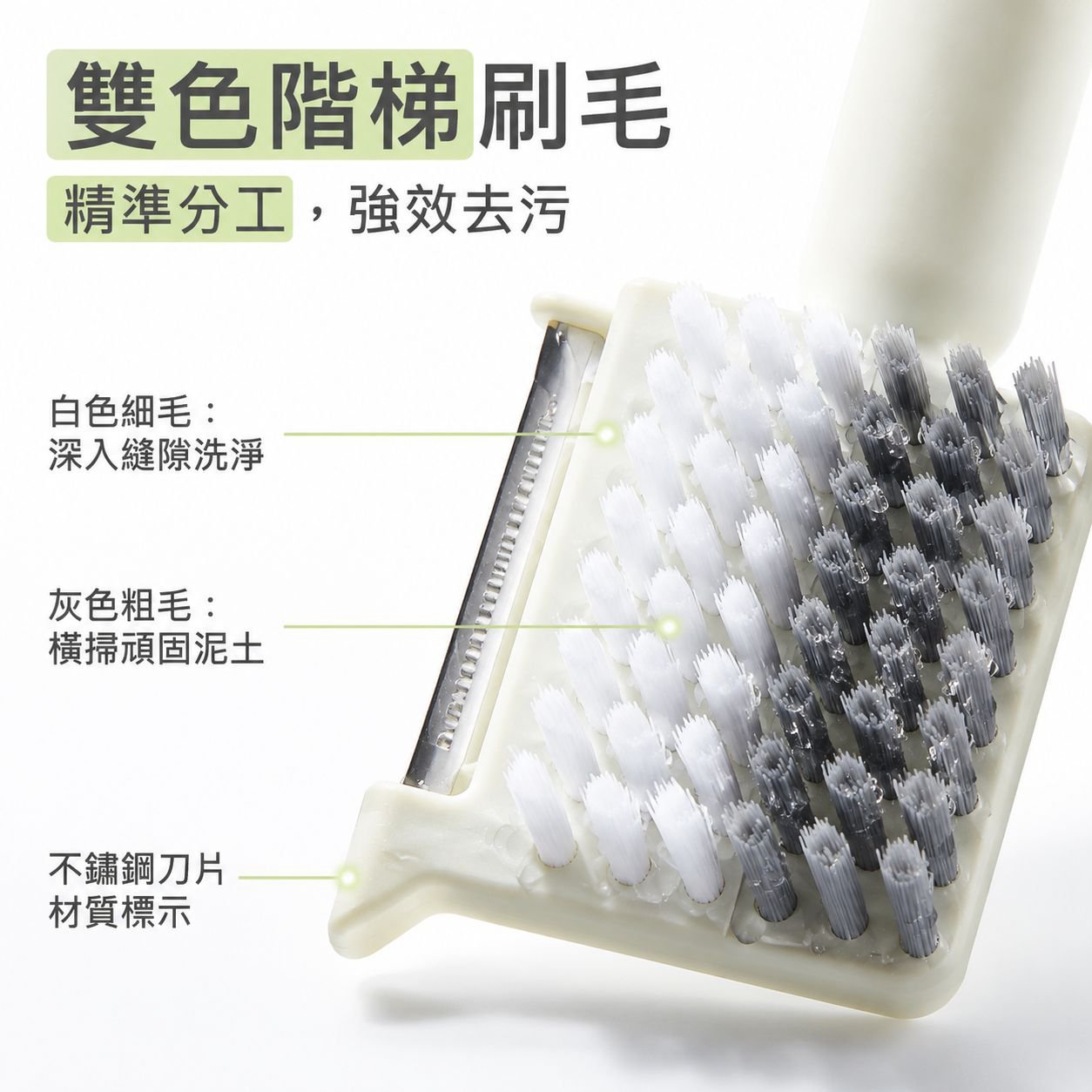 多功能蔬果刷、廚房刷、食品級清潔刷，集刮板、削皮器及刮擦功能於一體，不使用刷毛。