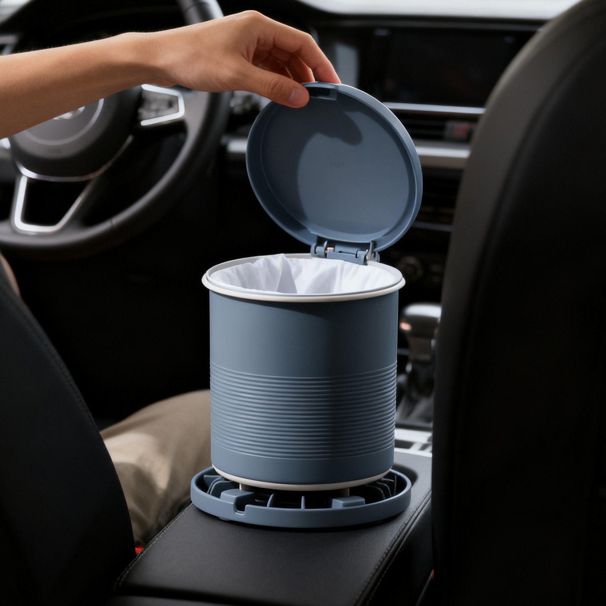 ถังขยะพกพาสำหรับรถยนต์ขนาดกะทัดรัด