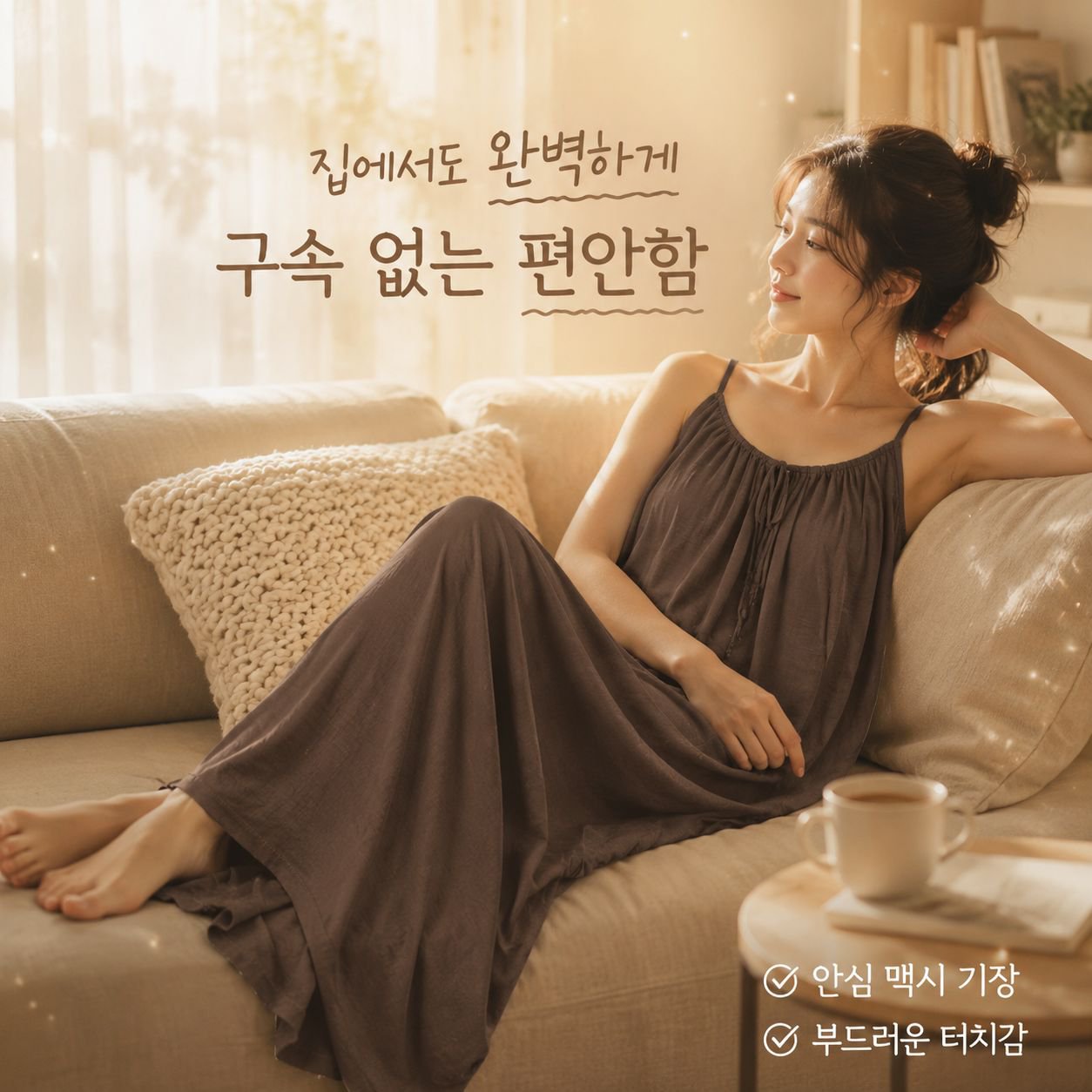 여성용 홈웨어 슬리브리스 루즈핏 드레스