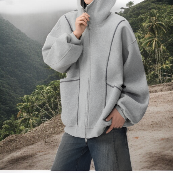 アメリカ風ヘビーウェイトストリートカーディガンセータージャケット全体画像