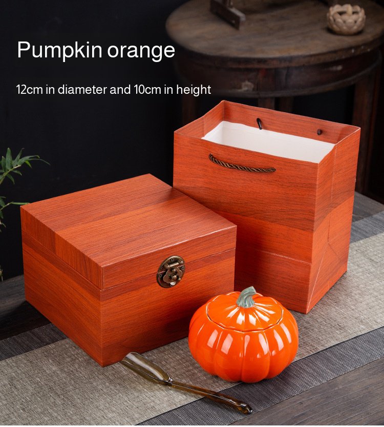 Airtight pumpkin ceramic jar for storing tea and dry snacks