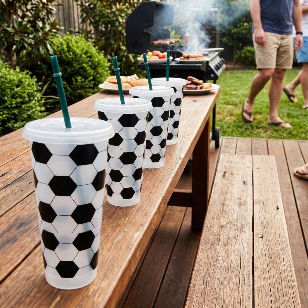 Soccer ball printed cup for birthday parties