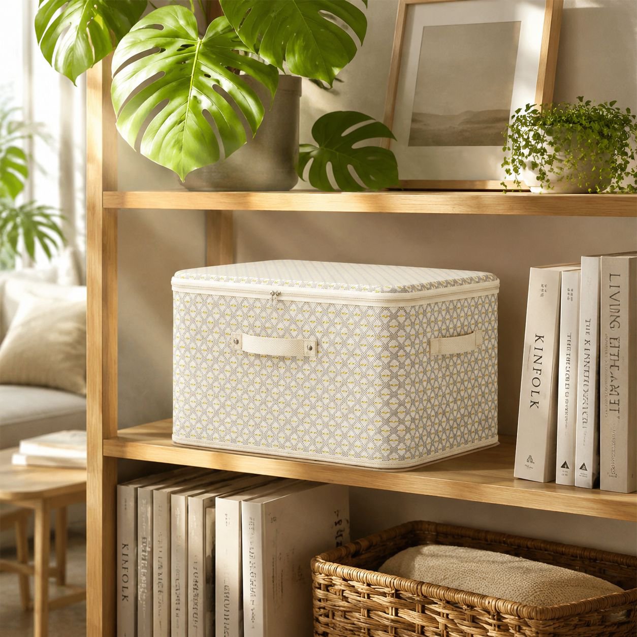 Foldable wardrobe organizer with zippered cover