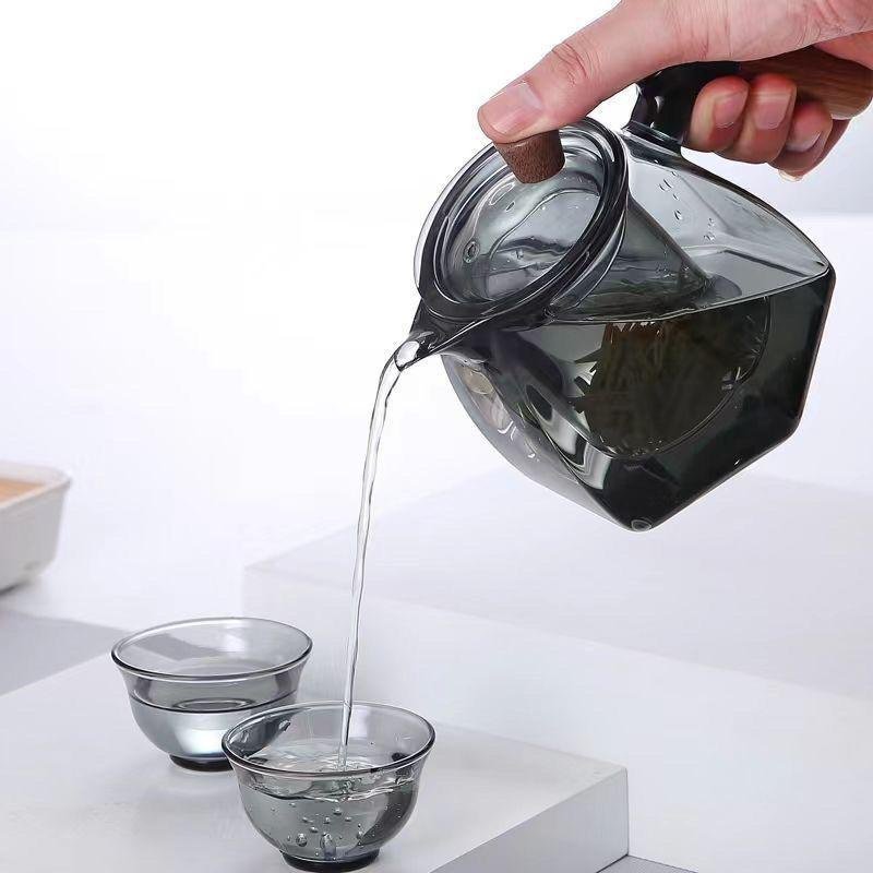 ガラスソリッドウッドハンドルほうじ茶器