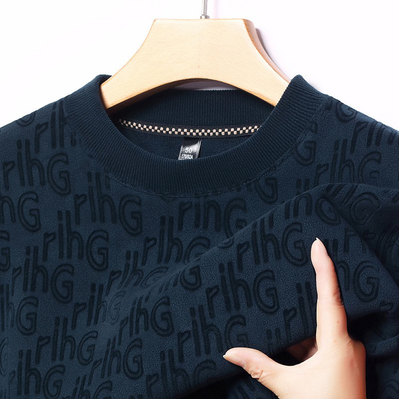 캐주얼 패션 남성 상의 자카드 라운드 긴팔 후드 기모 기모 레깅스 상의