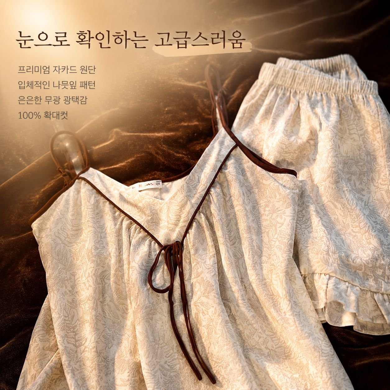여성용 여름 신중국풍 얇은 패드 브라 스트랩 홈웨어 세트