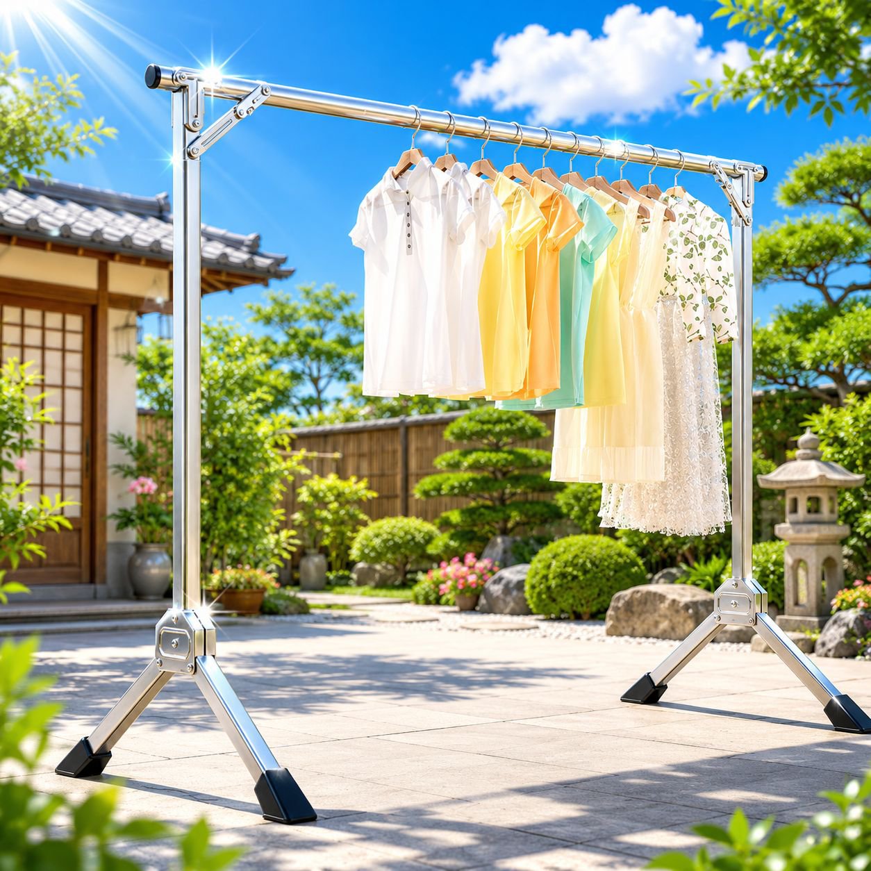 洗濯用品として便利な折りたたみ式物干しラック