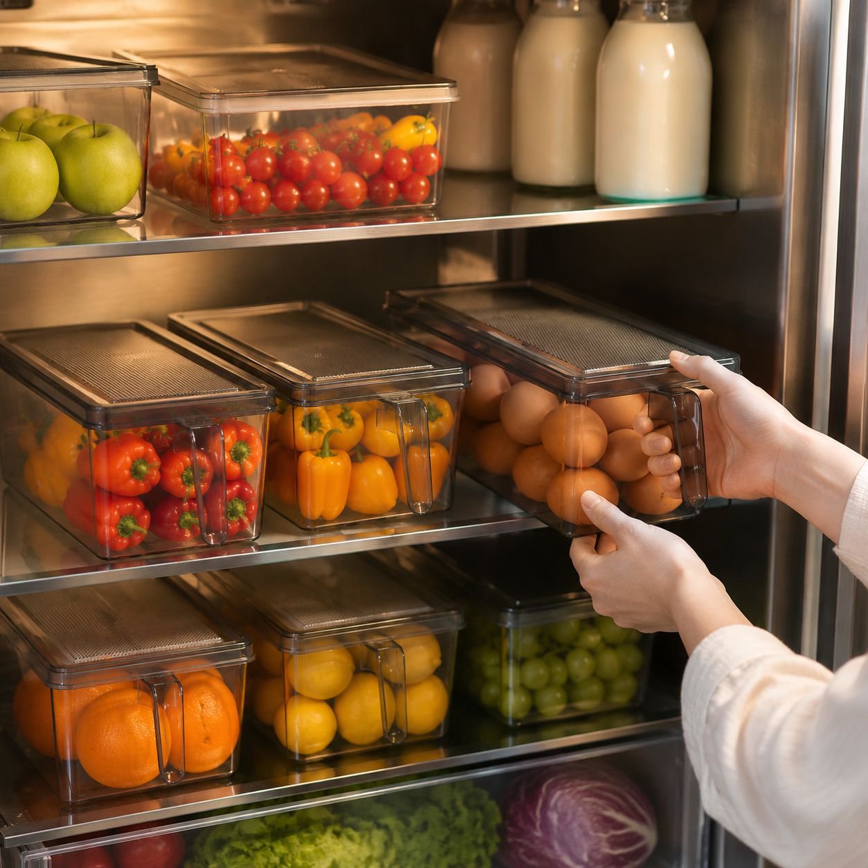 5L Multi-functional Fridge Storage Box with Handle, Easy to Organize