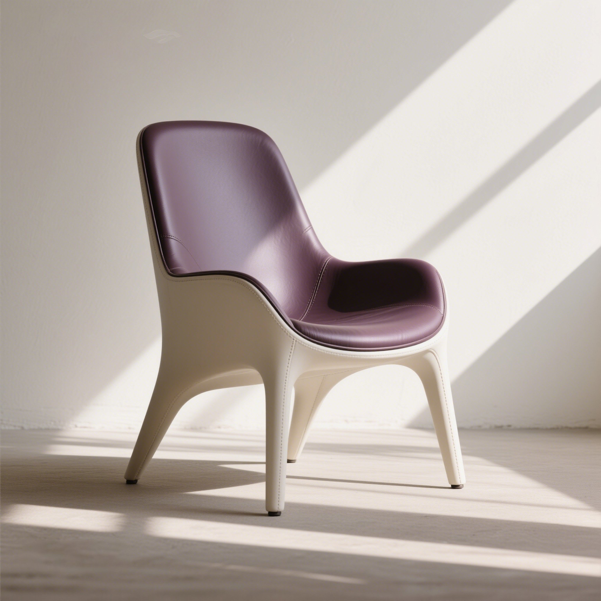 高品質レザーを使用したミニマルチェアの座面