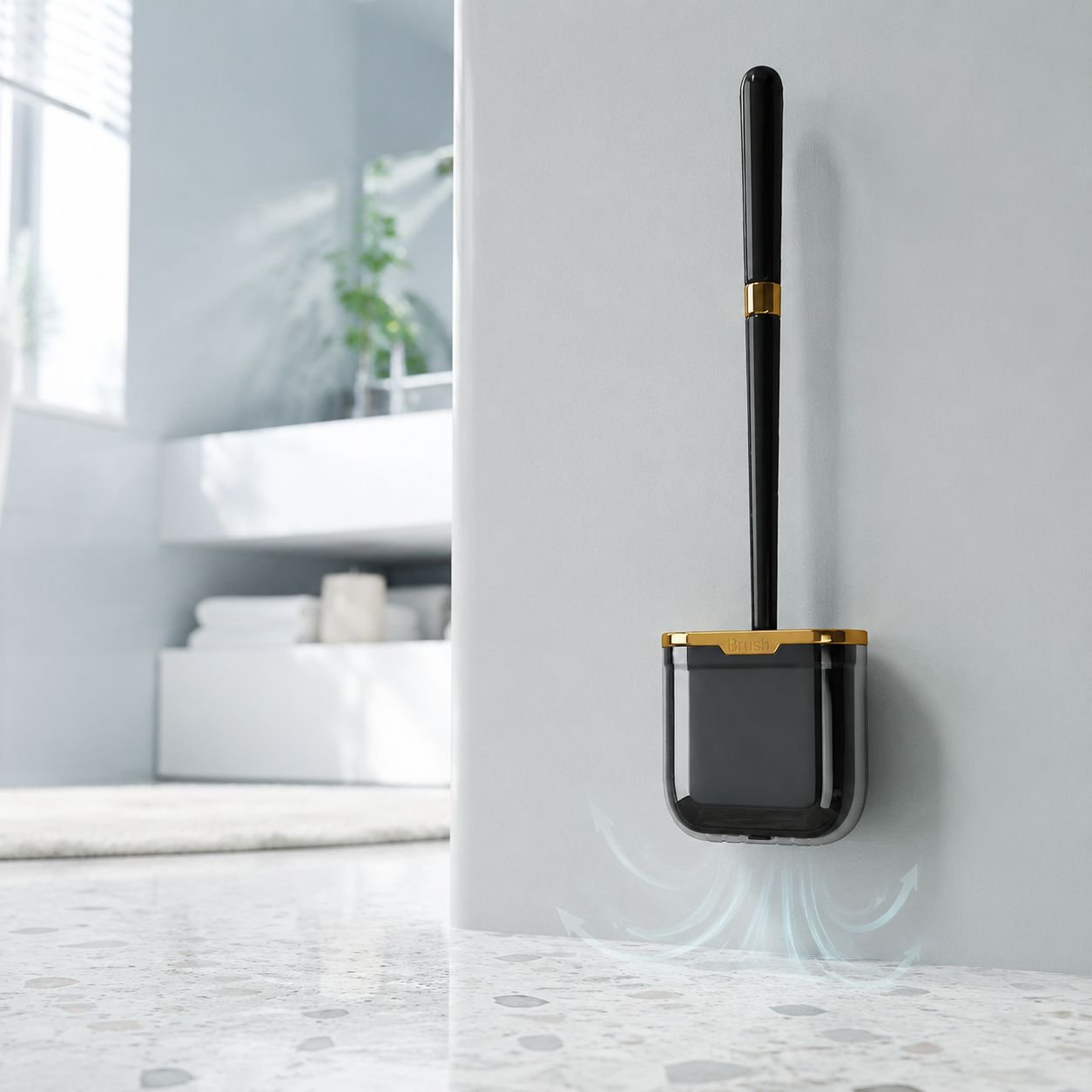 Cepillo de inodoro de silicona, montado en la pared, cepillo de limpieza de baño de mango largo
