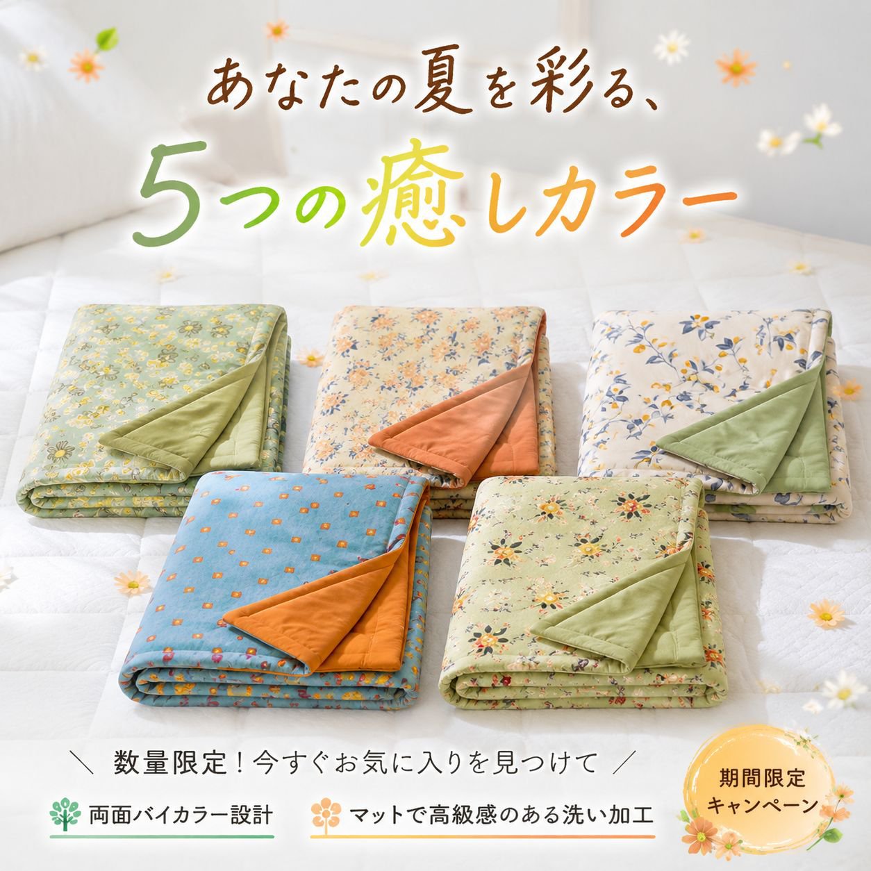 洗濯機で洗える二重ガーゼ夏掛け布団 夏用エアコンブランケット