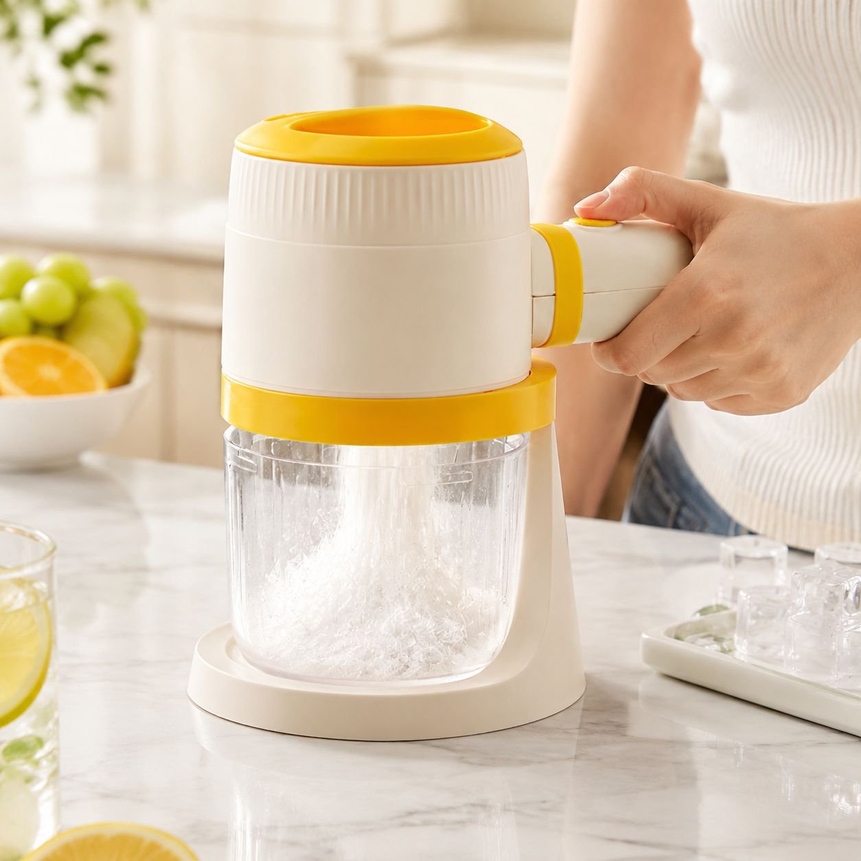 Electric ice shaver, smoothie maker for home use [1-second ice dispensing], suitable for all ice typ
