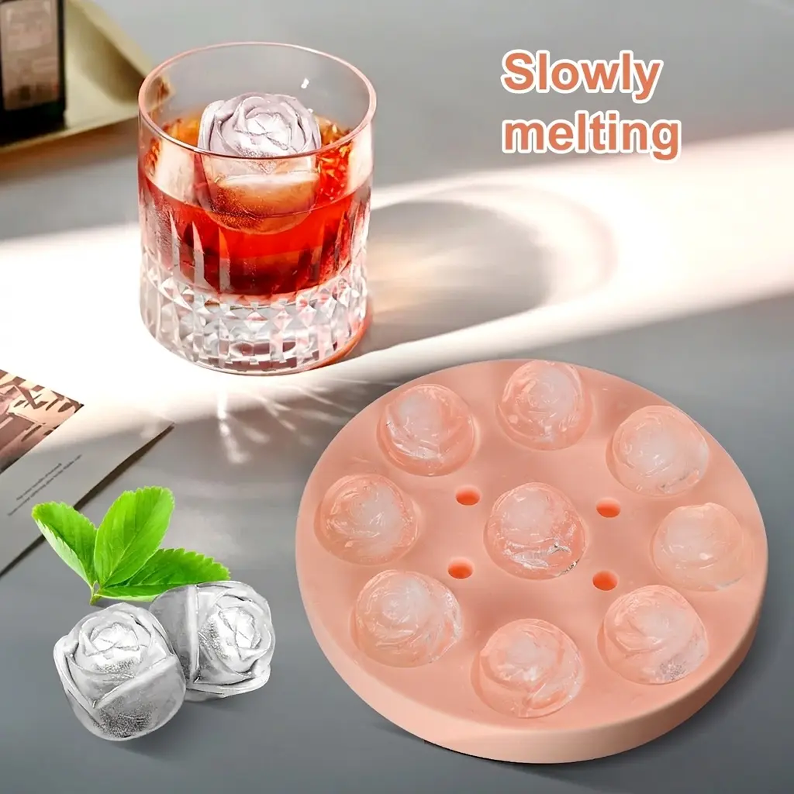 Moule à glaçons en silicone en forme de rose, qualité alimentaire, moule à glace pour whisky