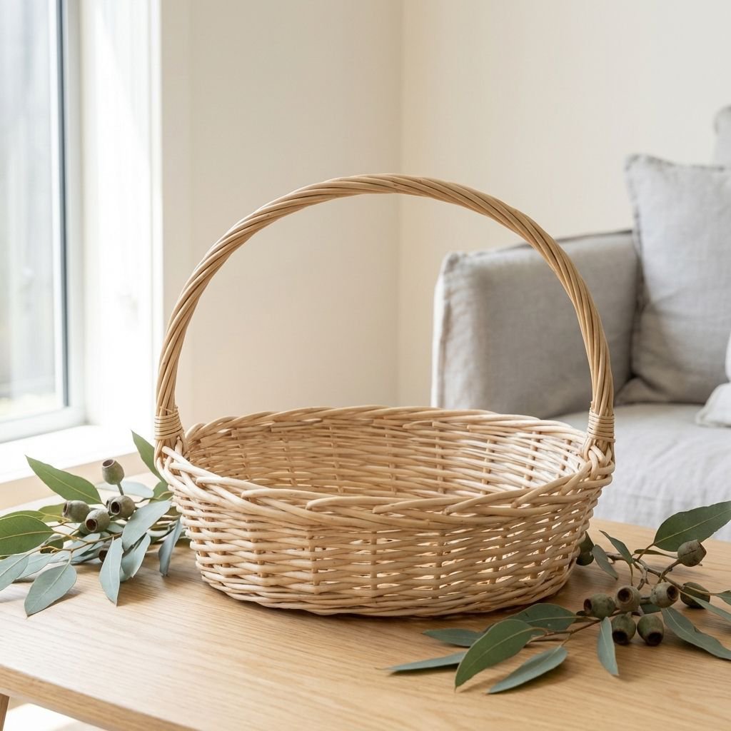 ตะกร้าเก็บของหวายแบบถือด้วยมือ