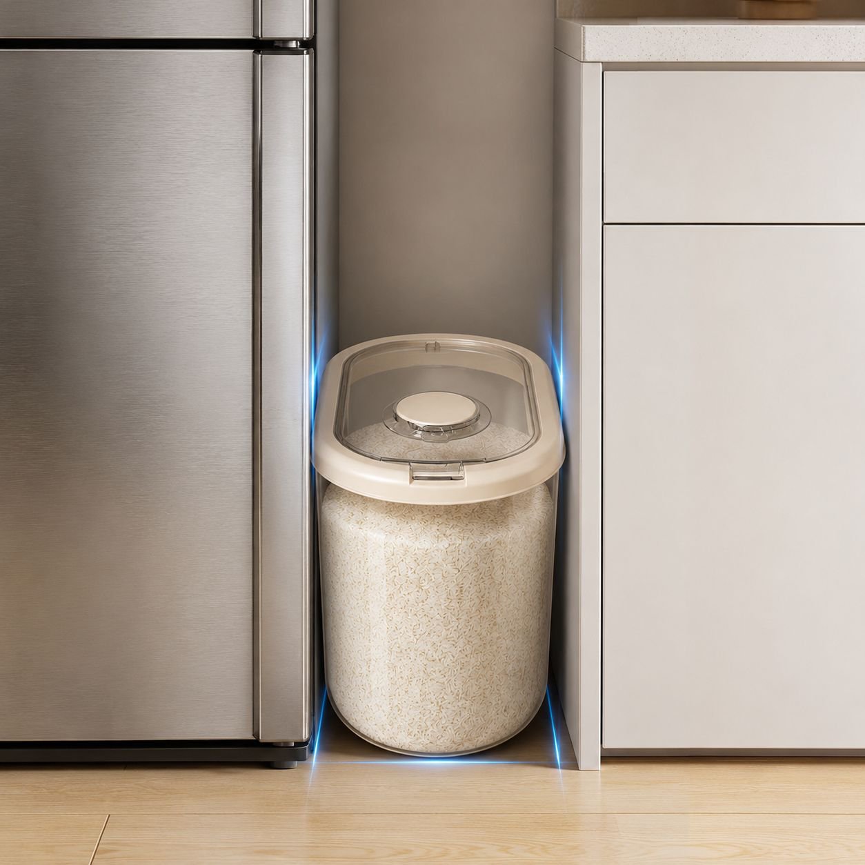 Large capacity rice and flour storage bin