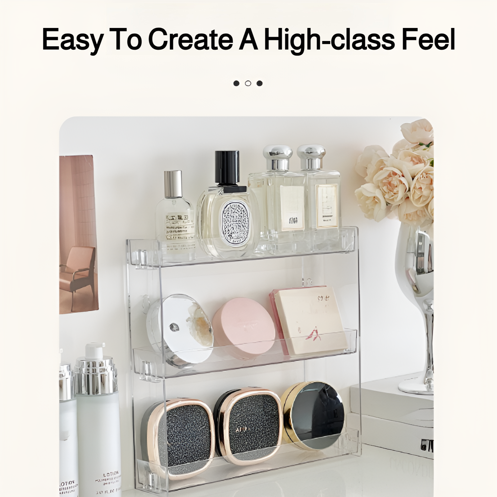 Acrylic wall mount multi-layer transparent thickened cosmetics figurine home punch-free bathroom sto
