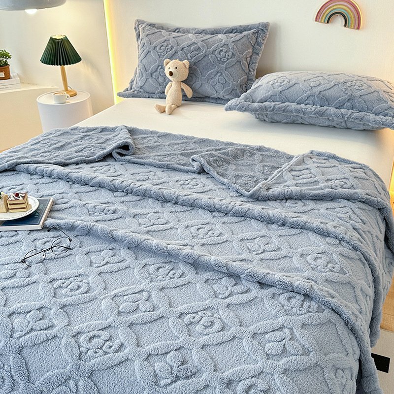 Samt Verdickte Korallenfleece Jacquard Decke Überwurfdecke