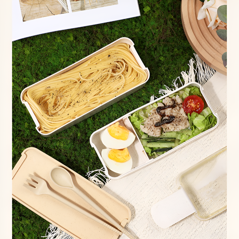 Three-layer wheat straw lunch box